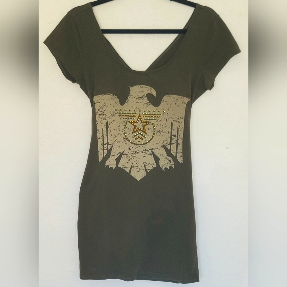 90s/Y2K Body Central Army Themed   Stretch Dress